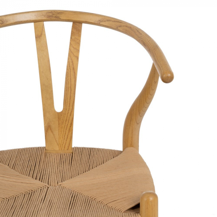 Scaun lemn ulm și ratan natural – stil scandinav japandi modern [5]