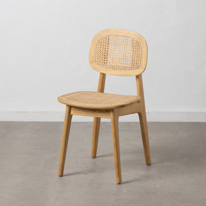 Scaun lemn ulm și ratan împletit – design scandinav rustic modern [1]