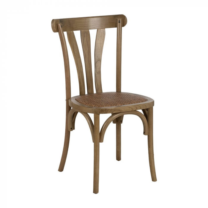 Scaun din lemn de ulm și ratan natural – stil rustic country chic [2]