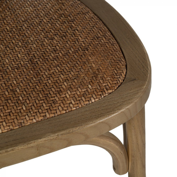 Scaun din lemn de ulm și ratan natural – stil rustic country chic [9]