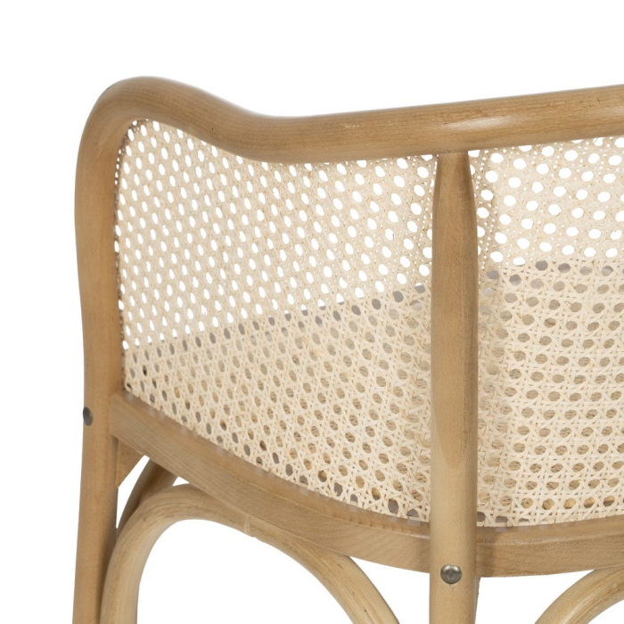 Scaunul dining din lemn de ulm natural cu brate si spatar si sezut din ratan impletit pentru interior 56x58x77 cm [12]