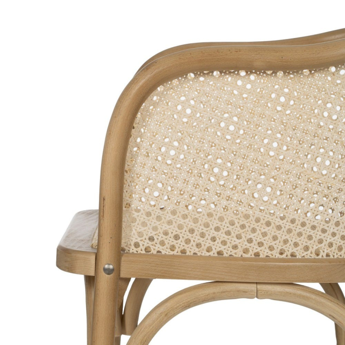 Scaunul dining din lemn de ulm natural cu brate si spatar si sezut din ratan impletit pentru interior 56x58x77 cm [8]