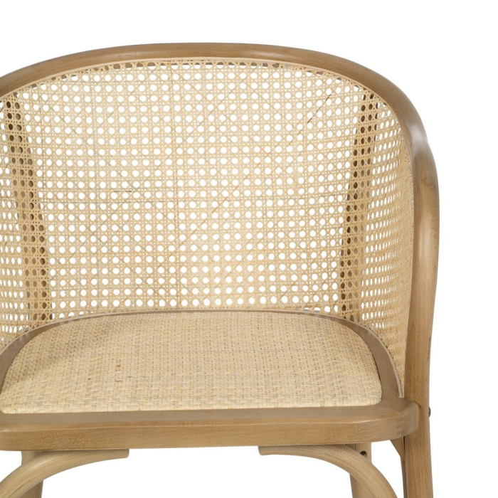 Scaunul dining din lemn de ulm natural cu brate si spatar si sezut din ratan impletit pentru interior 56x58x77 cm [6]