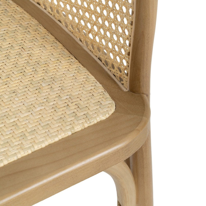 Scaunul dining din lemn de ulm natural cu brate si spatar si sezut din ratan impletit pentru interior 56x58x77 cm [10]