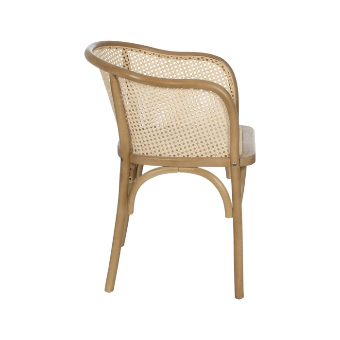 Scaunul dining din lemn de ulm natural cu brate si spatar si sezut din ratan impletit pentru interior 56x58x77 cm [4]