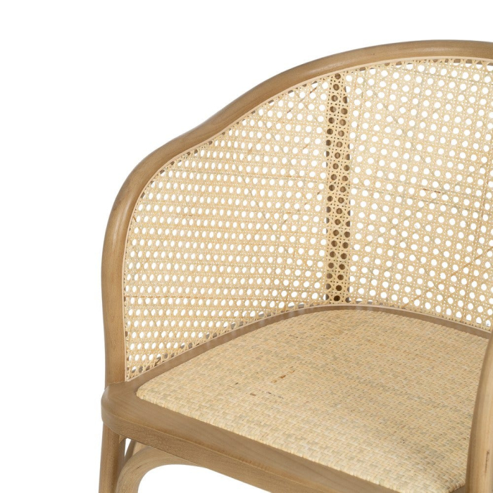 Scaunul dining din lemn de ulm natural cu brate si spatar si sezut din ratan impletit pentru interior 56x58x77 cm [7]