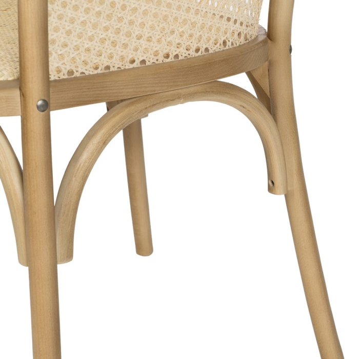 Scaunul dining din lemn de ulm natural cu brate si spatar si sezut din ratan impletit pentru interior 56x58x77 cm [11]