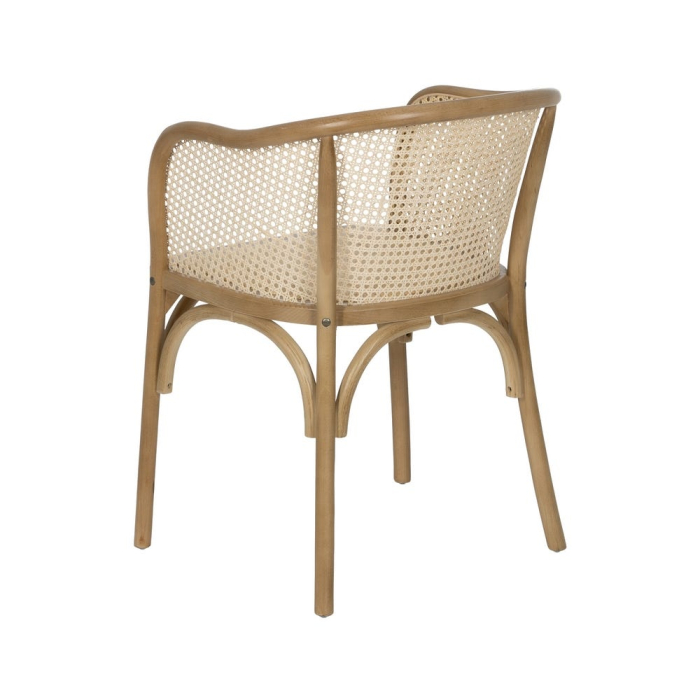 Scaunul dining din lemn de ulm natural cu brate si spatar si sezut din ratan impletit pentru interior 56x58x77 cm [5]