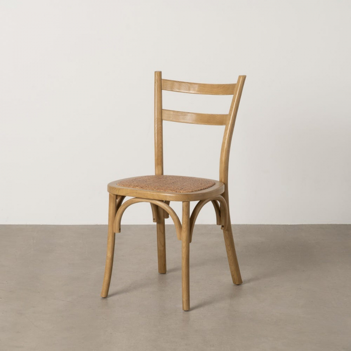 Scaun lemn ulm și șezut ratan natural – design rustic eco-chic [1]