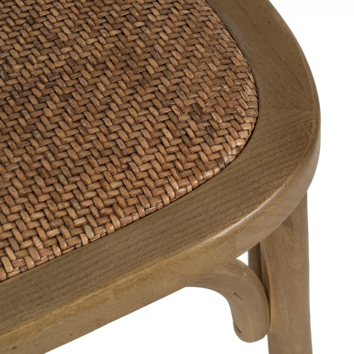 Scaun lemn ulm și șezut ratan natural – design rustic eco-chic [10]