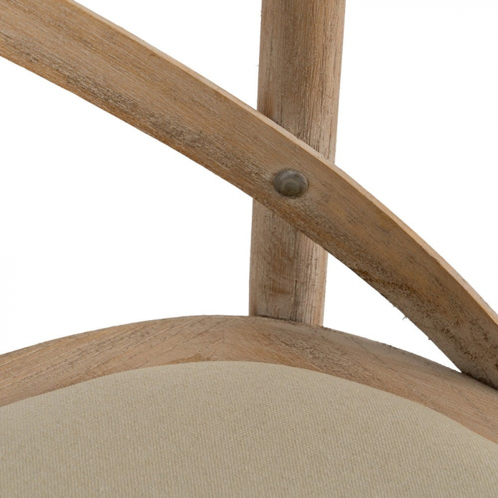 Scaun rustic lemn masiv cu șezut bej – spătar X, design farmhouse [8]
