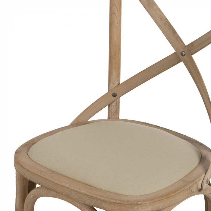 Scaun rustic lemn masiv cu șezut bej – spătar X, design farmhouse [5]