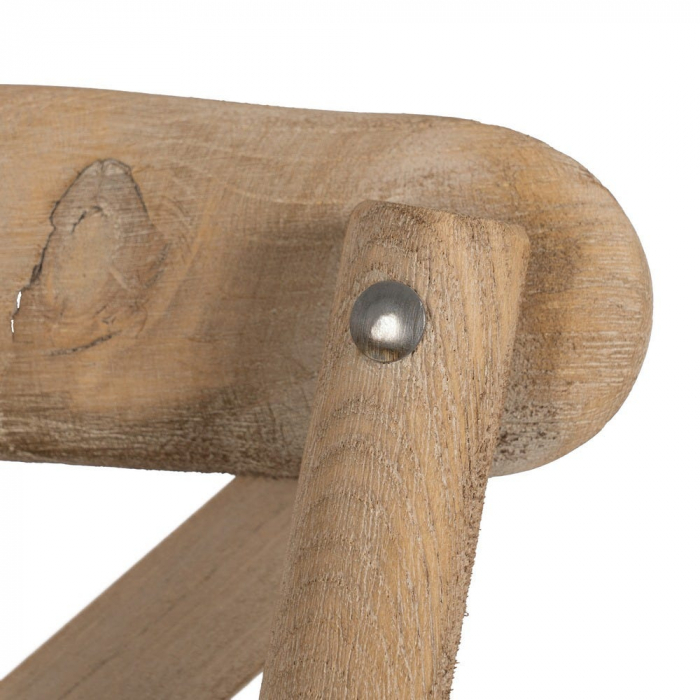 Scaun rustic lemn masiv cu șezut bej – spătar X, design farmhouse [10]