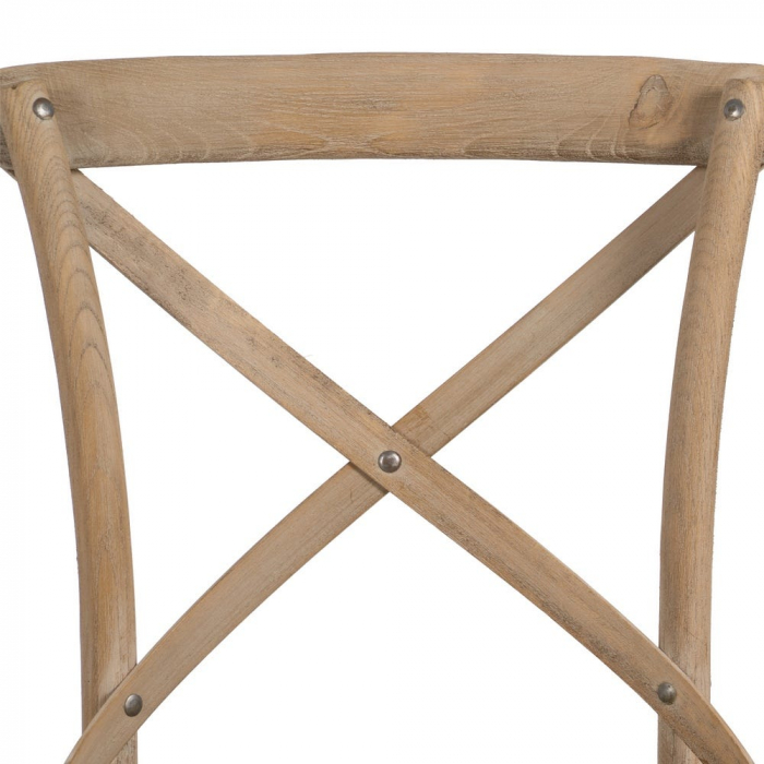 Scaun rustic lemn masiv cu șezut bej – spătar X, design farmhouse [4]