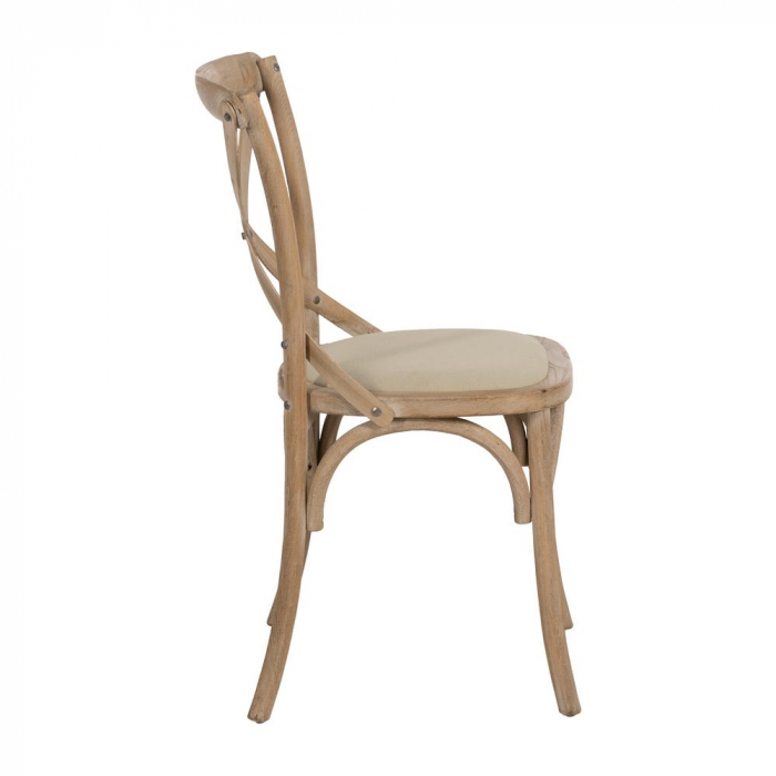 Scaun rustic lemn masiv cu șezut bej – spătar X, design farmhouse [2]