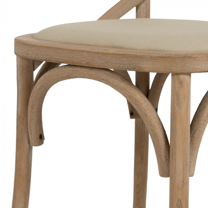 Scaun rustic lemn masiv cu șezut bej – spătar X, design farmhouse [7]