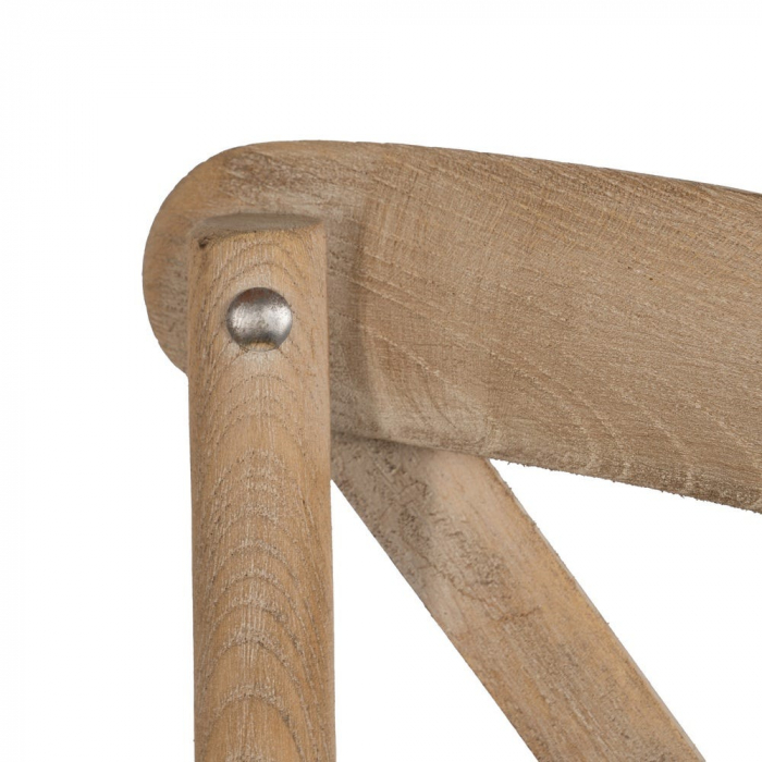 Scaun rustic lemn masiv cu șezut bej – spătar X, design farmhouse [6]