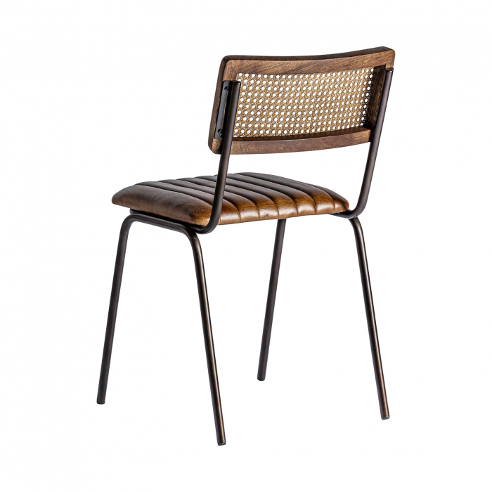 Scaun vintage piele maro | Scaune dining confortabile [4]