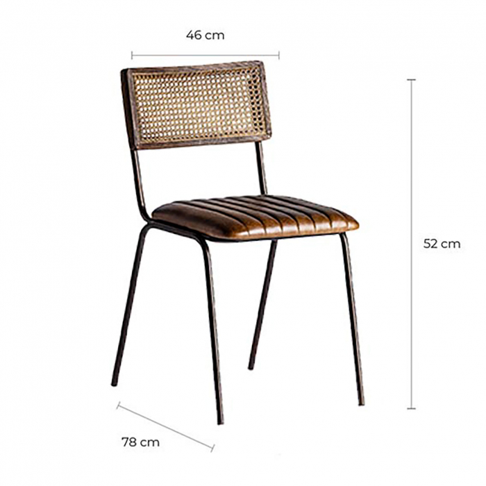 Scaun vintage piele maro | Scaune dining confortabile [7]