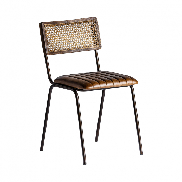 Scaun vintage piele maro | Scaune dining confortabile [1]