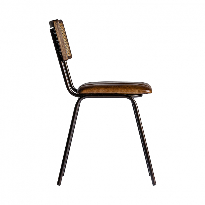 Scaun vintage piele maro | Scaune dining confortabile [3]