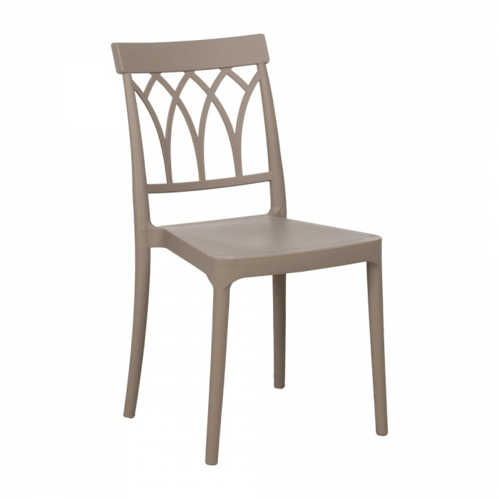 Scaun stivuibil taupe pentru exterior și interior, polipropilenă rezistentă UV, design modern [2]