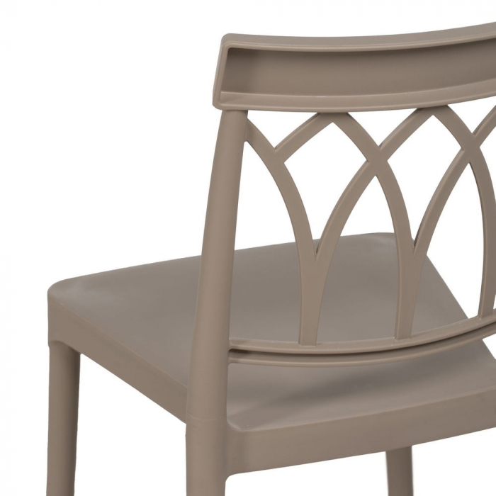 Scaun stivuibil taupe pentru exterior și interior, polipropilenă rezistentă UV, design modern [10]