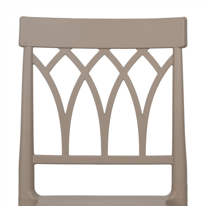Scaun stivuibil taupe pentru exterior și interior, polipropilenă rezistentă UV, design modern [5]