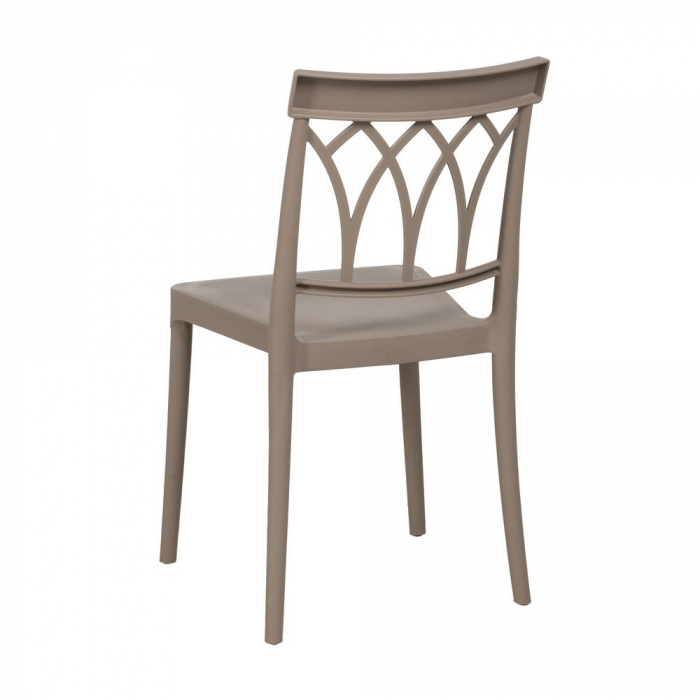 Scaun stivuibil taupe pentru exterior și interior, polipropilenă rezistentă UV, design modern [4]