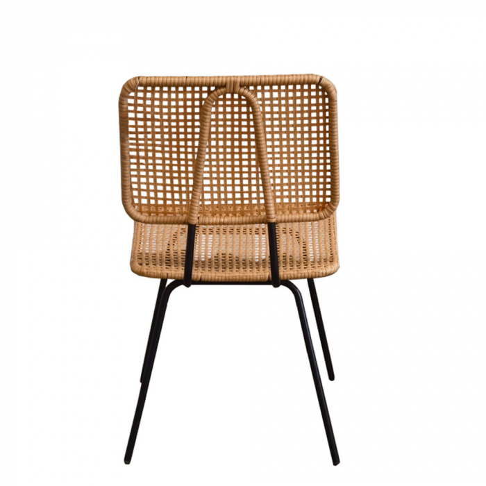 Scaun din rattan împletit natural pe cadru metalic, stil simplu și modern [6]