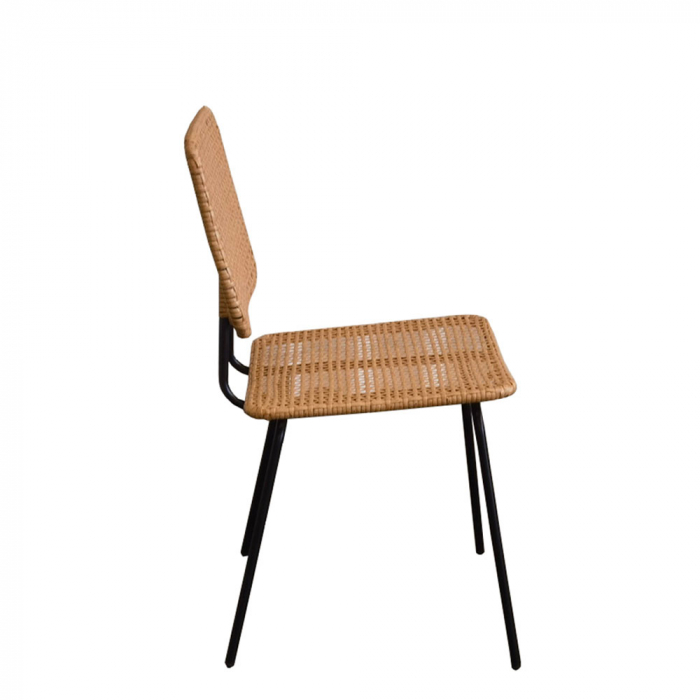 Scaun din rattan împletit natural pe cadru metalic, stil simplu și modern [5]