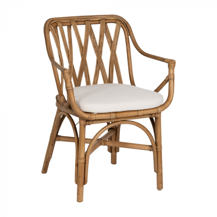 Scaun ratan natural cu perna pentru living sau terasa|Scaune din fibre naturale pentru decor autentic [2]