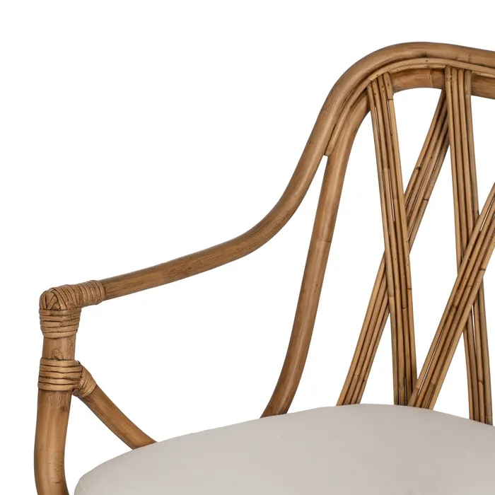 Scaun ratan natural cu perna pentru living sau terasa|Scaune din fibre naturale pentru decor autentic [6]