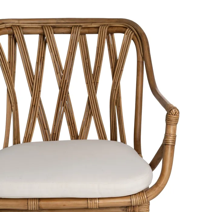 Scaun ratan natural cu perna pentru living sau terasa|Scaune din fibre naturale pentru decor autentic [5]