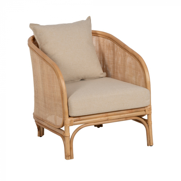 Scaun ratan japandi cu perne pentru spații intime|Scaune scandinave din materiale naturale [2]