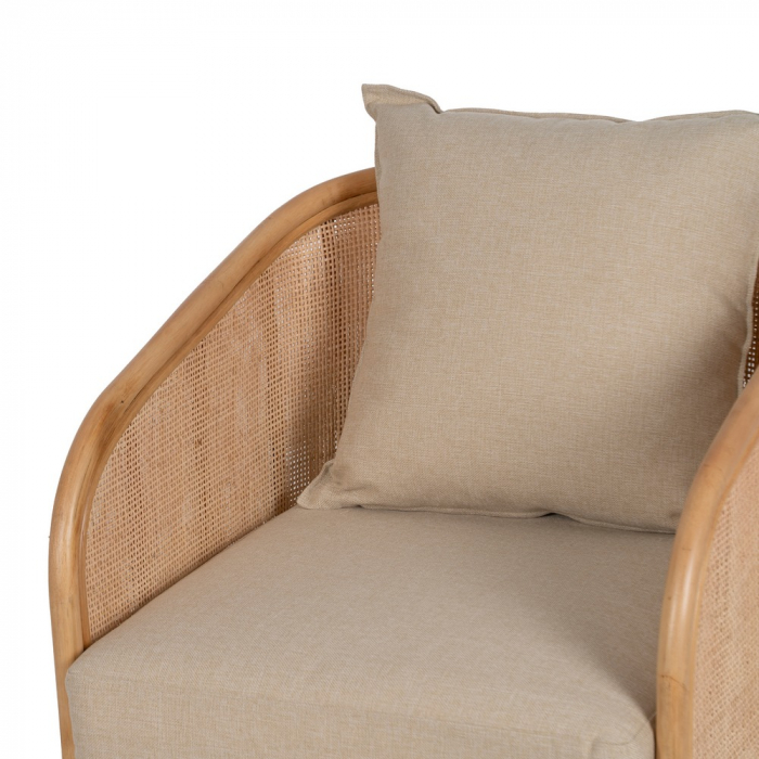 Scaun ratan japandi cu perne pentru spații intime|Scaune scandinave din materiale naturale [6]