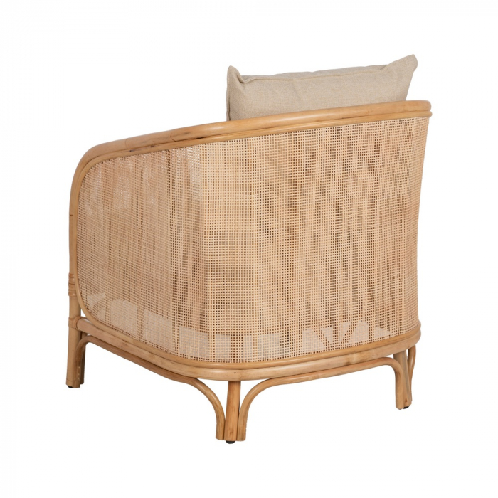 Scaun ratan japandi cu perne pentru spații intime|Scaune scandinave din materiale naturale [4]