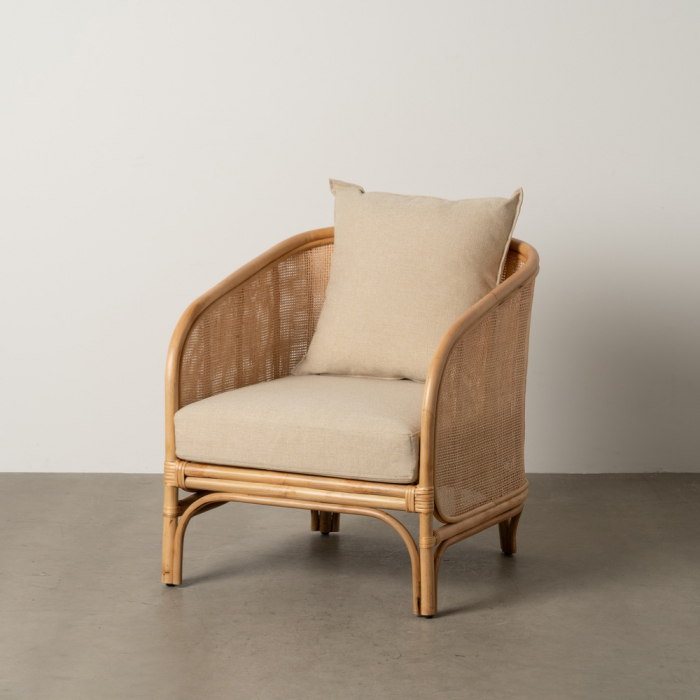 Scaun ratan japandi cu perne pentru spații intime|Scaune scandinave din materiale naturale [1]