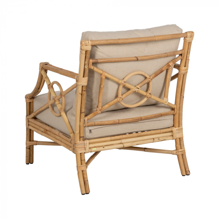 Fotoliu ratan cu tapițerie moale pentru lounge|Scaune confortabile din materiale naturale [4]
