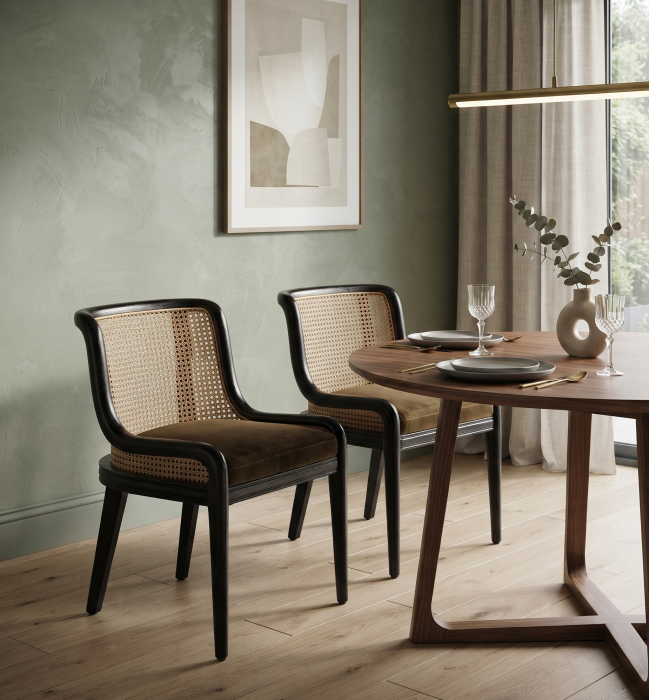 Scaun colonial ratan negru si maro|Scaune dining exotice [2]