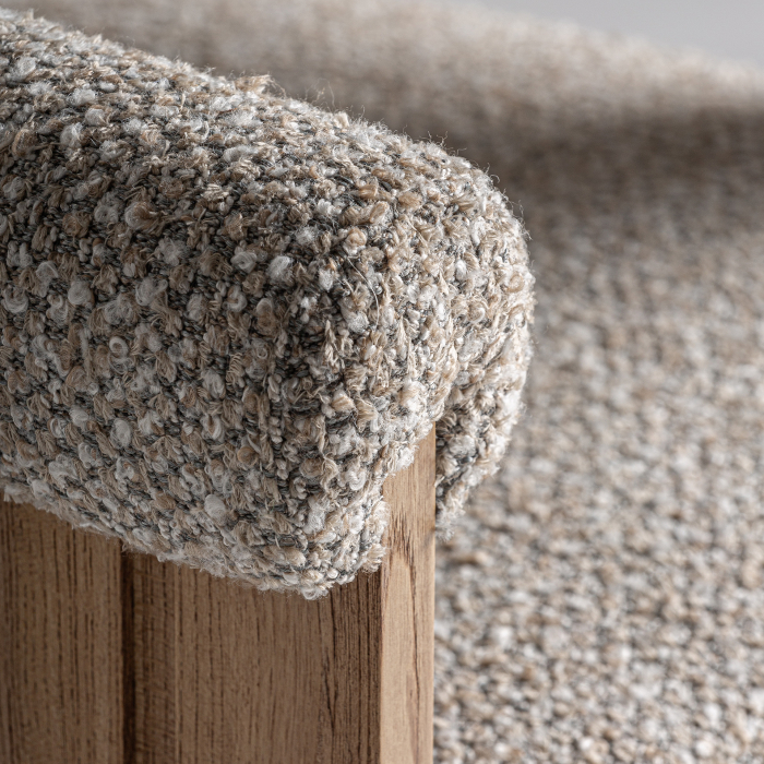 Scaun din stofă gri texturată cu brațe și lemn de stejar [8]