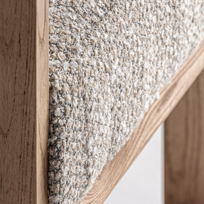 Scaun din stofă gri texturată cu brațe și lemn de stejar [7]