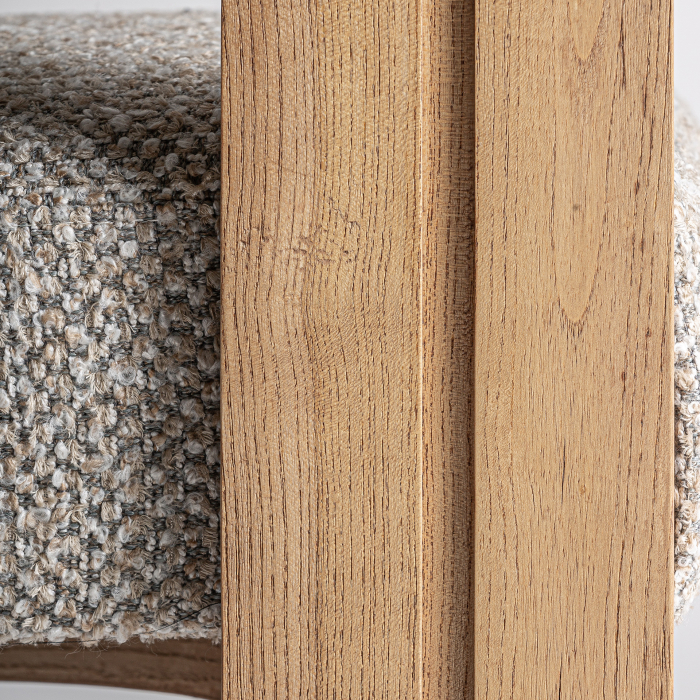 Scaun din stofă gri texturată cu brațe și lemn de stejar [5]