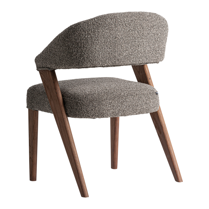 Scaun din stofă gri cu structură din lemn maro [4]
