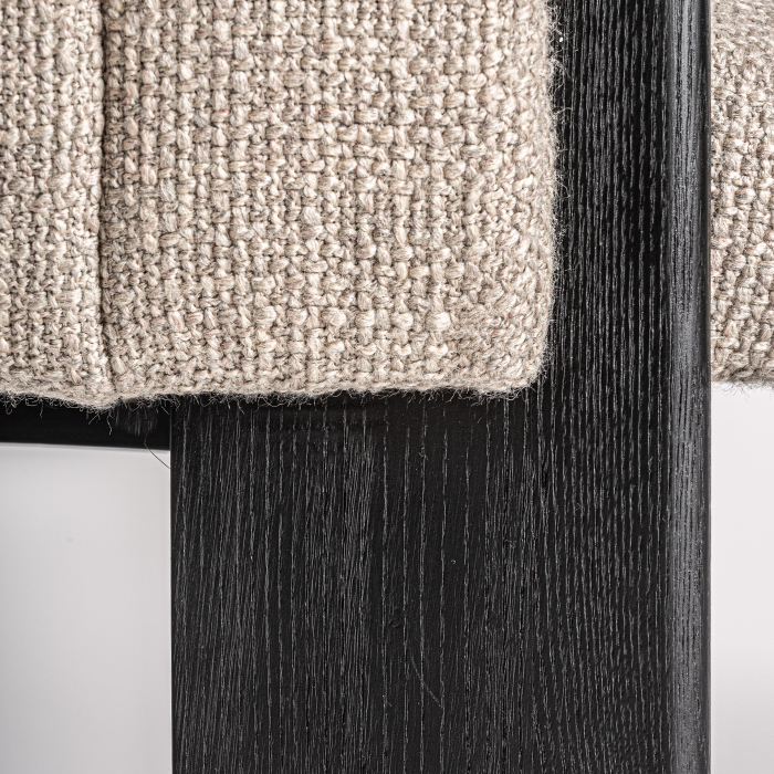 Scaun din stofă gri cu structură din lemn negru [5]