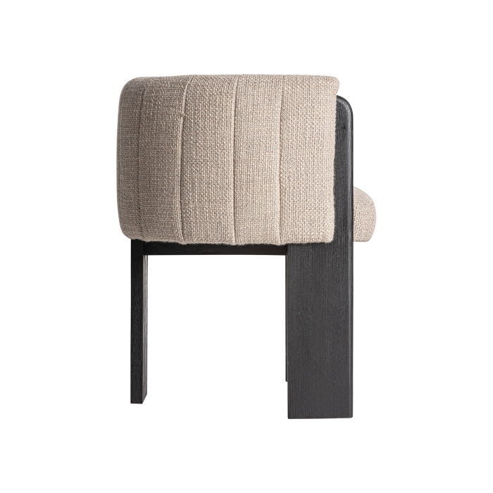 Scaun din stofă gri cu structură din lemn negru [3]