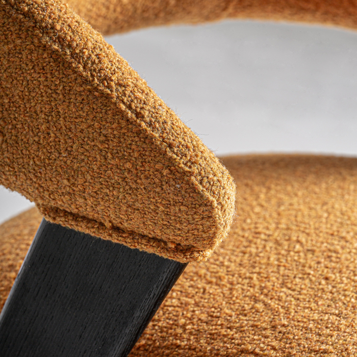 Scaun din stofă mostar cu structură din lemn negru [7]