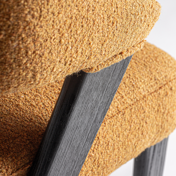 Scaun din stofă mostar cu structură din lemn negru [6]