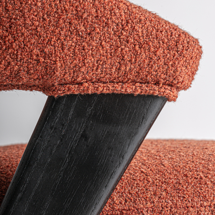 Scaun din stofă terracotta cu structură din lemn negru [4]
