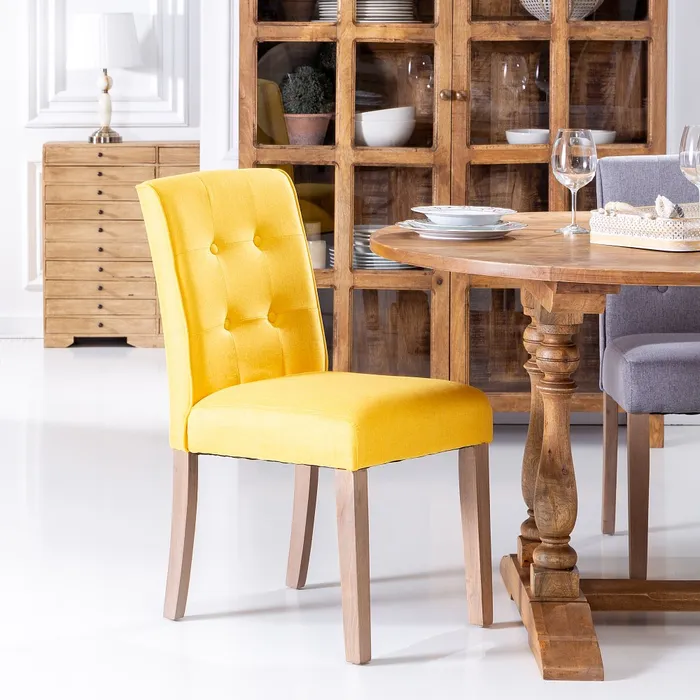 Scaun dining Capitonat Galben, Lemn Stofa - creativdeco.ro [10]